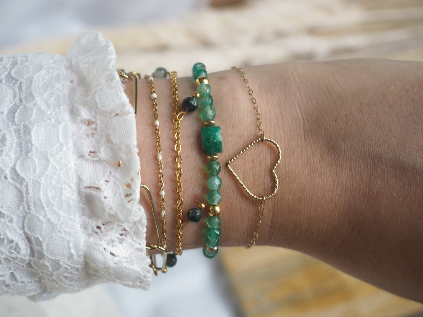 PRECIOUS emerald agate bracelet