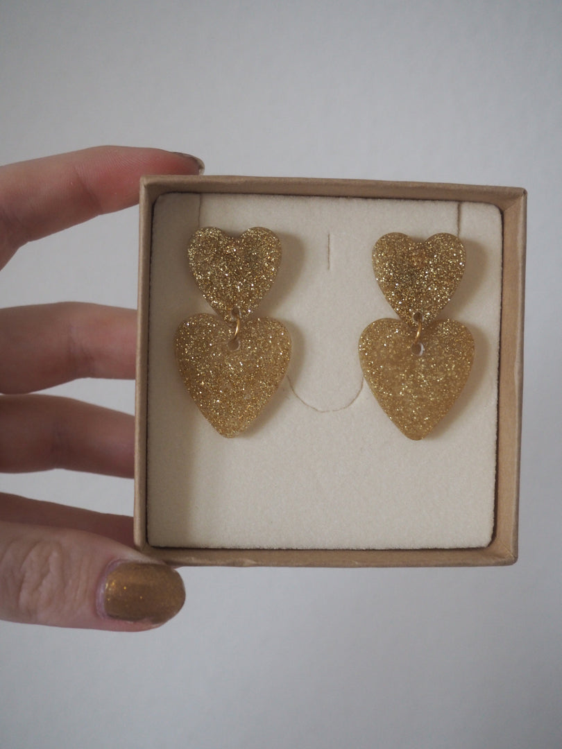 FULL LOVE earrings - Gold glitter