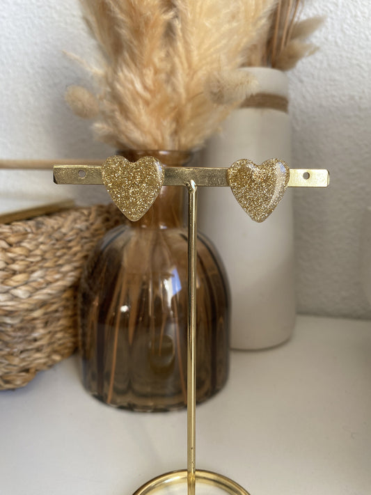 LOVE earrings - Gold glitter