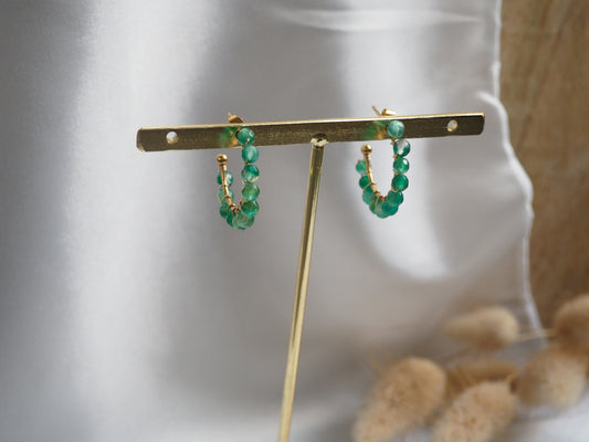 PRECIOUS Emerald Agate Creoles